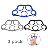 MoKo Pelota Ejercicio Mano, Ejercitador de Dedos y Fortalecedor de Manos para El Entrenamiento de Fuerza Thera-Band, Reflexología del Estrés, Alivio y Terapia del Dolor Muscular - Negro+Azul+Gris