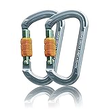 SOB Mosquetones de Escalada Mosquetón de Bloqueo 28KN Gancho Mosquetón de Trabajo Pesado con Tapón de Rosca Certificado CE Hecho de Aeroespacial Aluminio 7075, 2pcs