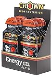 Crown Sport Nutrition Gel Energético - con o sin Cafeína - 12 unidades Carbohidratos en ratio 2:1:1 (Maltodextrina - Dextrosa - Fructosa) Ciclismo Running Deporte Entreno